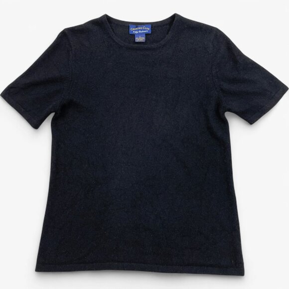 Charter Club Women's Black 2-Ply Cashmere Sweater Short Sleeve Size Small - Picture 1 of 6